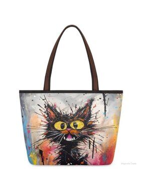 Polyester Zip Tote Bag Large Shoulder Purse Pockets Foldable Work Beach